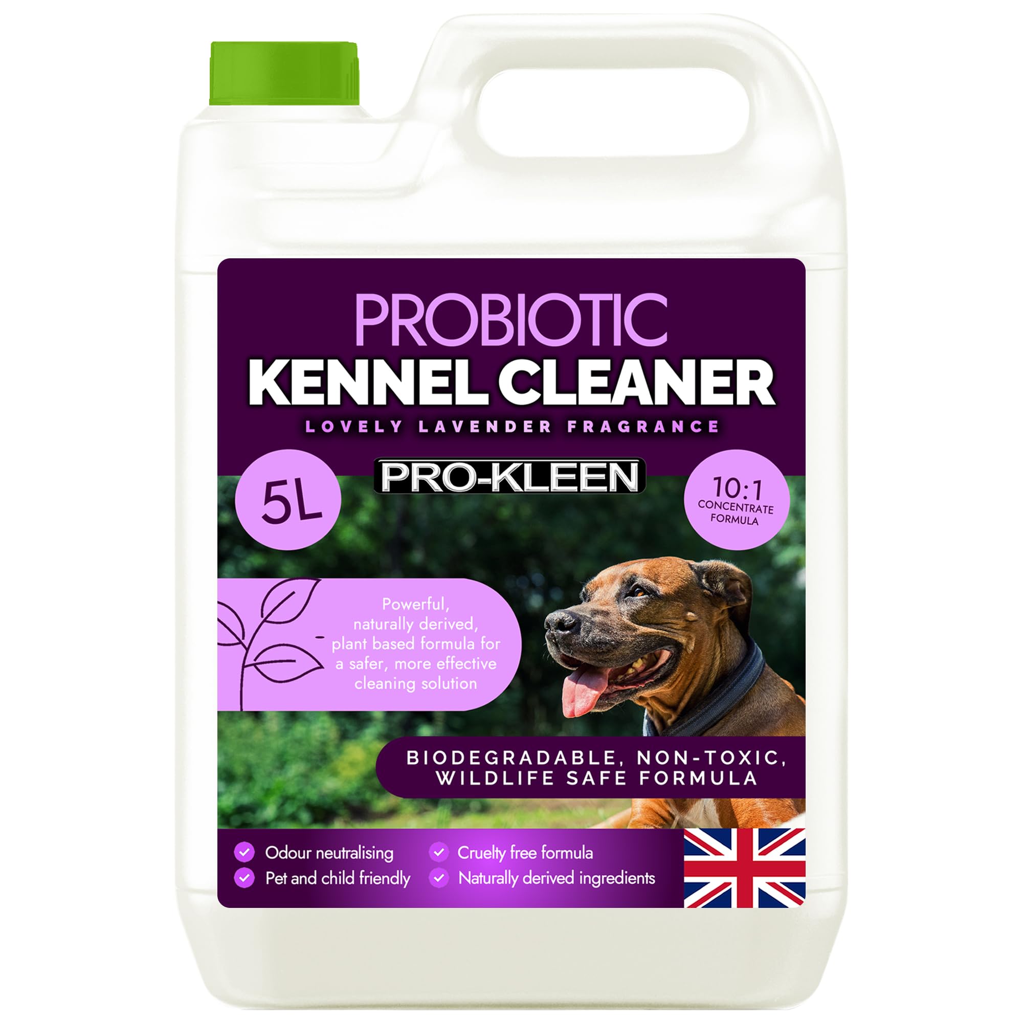 Pro-Kleen ProBiotic Kennel Cleaner 5L - Cleans & Neutralises Odours - Biodegradable, Non-Toxic, Wildlife & Pet Safe - Uses Naturally Derived Ingredients - Cruelty Free & Vegan (Lavender Fragrance)