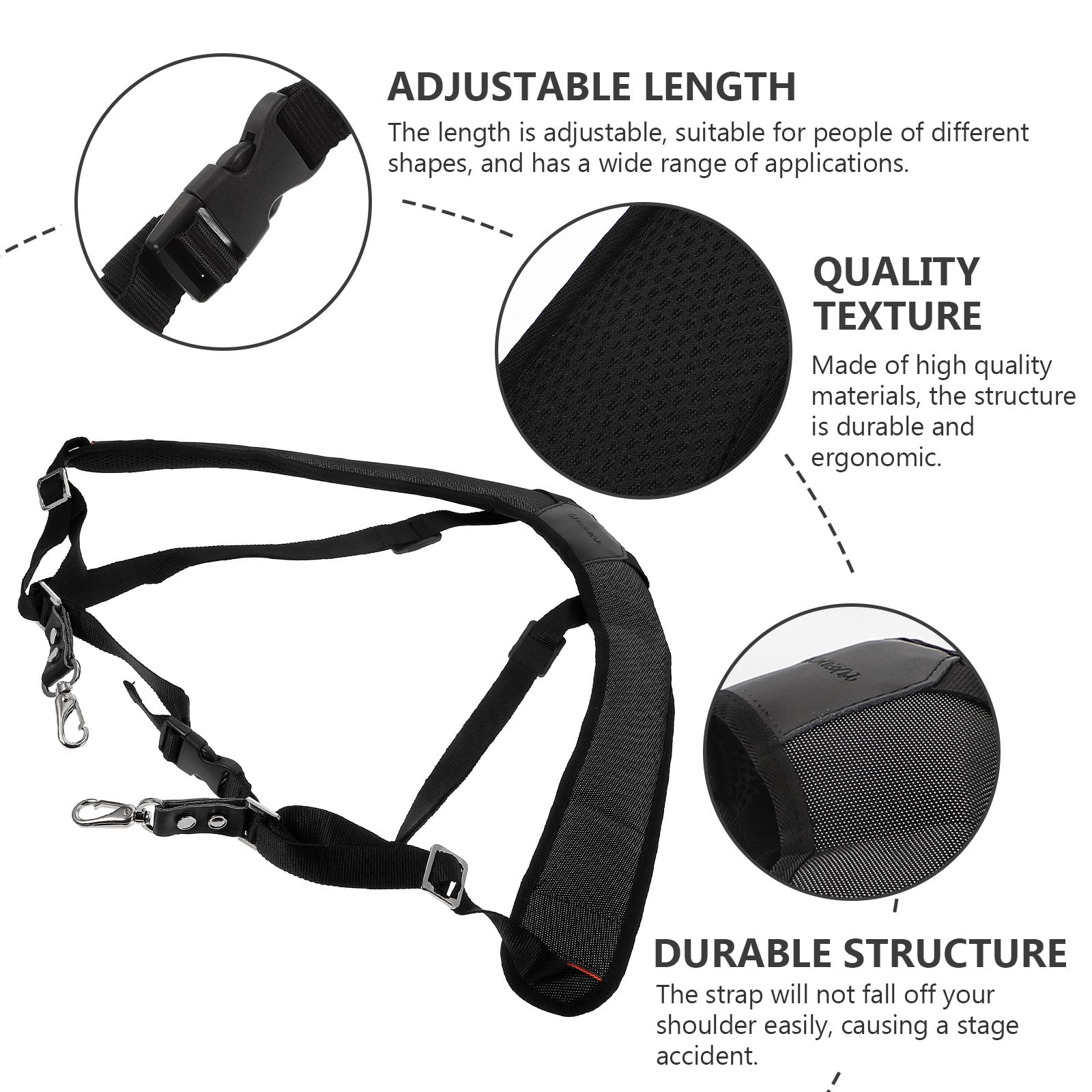 Alipis Correa Ajustable para Africano Esponja de Alta Densidad y Malla de Aire, Cinturón Protector para Cuello y Hombros, Accesorio para Instrumento Musical Negro