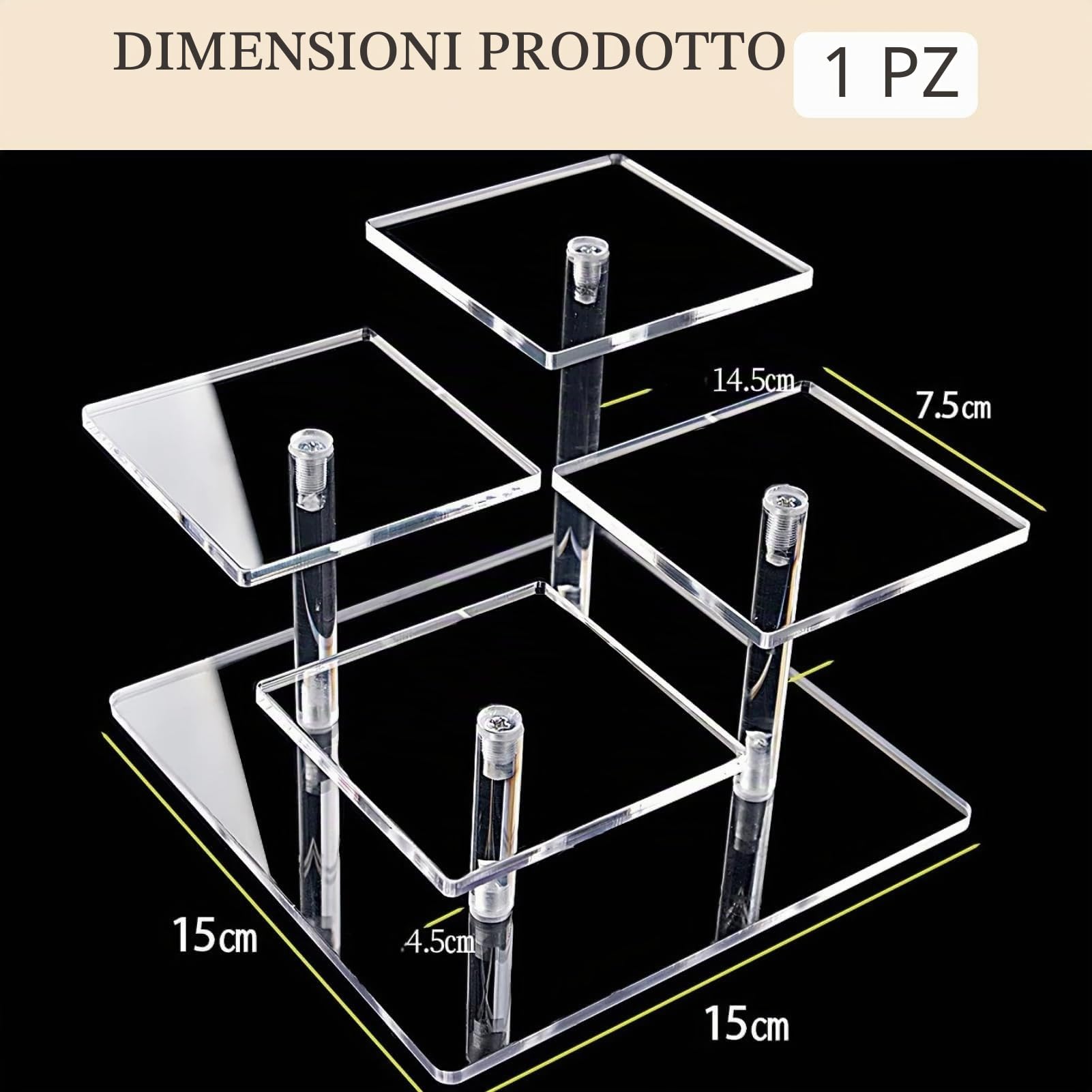 Espositore in Acrilico, Espositore Profumi Trasparente Riser i, Stand Multi-Livello per Cupcake, Dessert, Cosmetici e Collezionabili, Supporto Robusto e Facile da Montare,