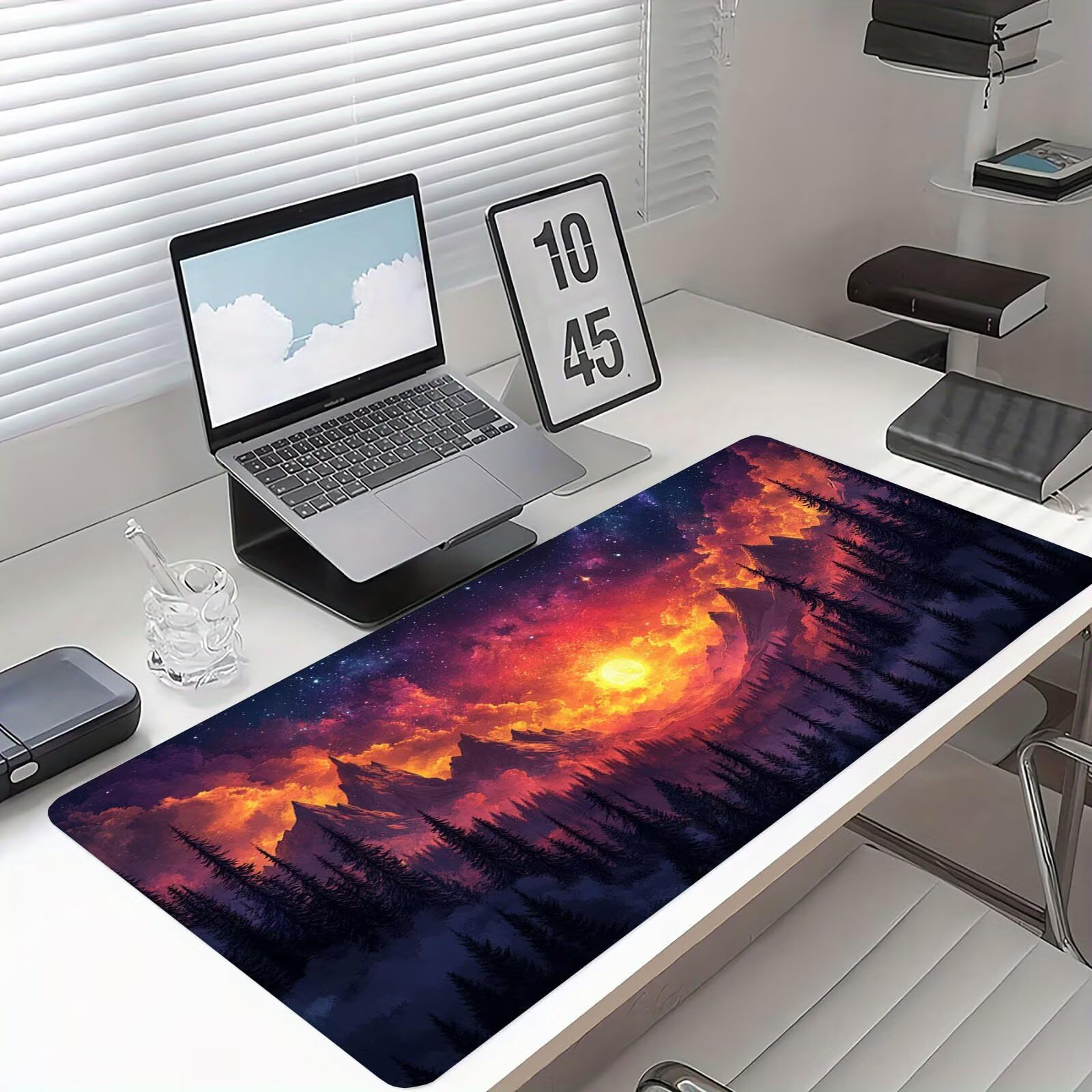 Leśna podkładka pod mysz XXL Starry Sky 1600 x 800 x 4 mm Podkładka pod mysz do gier, duża wodoodporna antypoślizgowa podkładka na biurko, podkładka pod mysz szyte krawędzie dla graczy, komputer