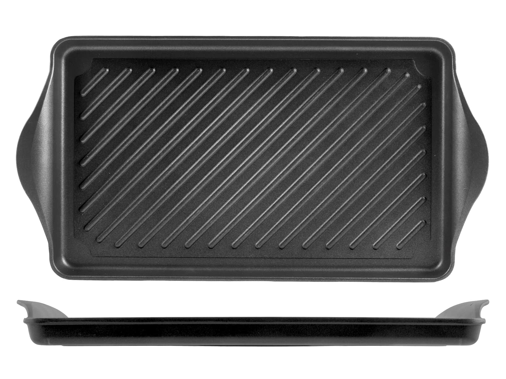 Home Granchef Piastra Rigata, Rivestimento Antiaderente, Rettangolare, Alluminio Pressofuso, Nero, 58 x 30 cm/Diametro 58 cm