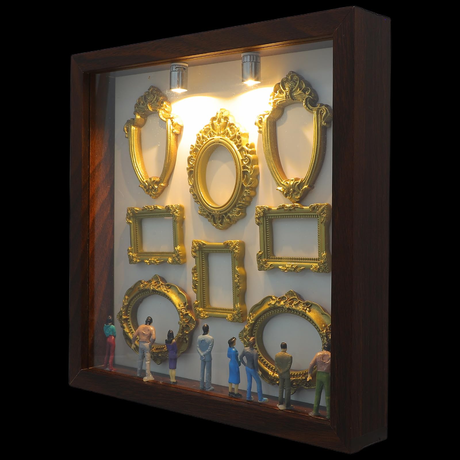 Caja de sombra para decoración de memoria en casa marco moderno de madera y plástico de 21x21 cm