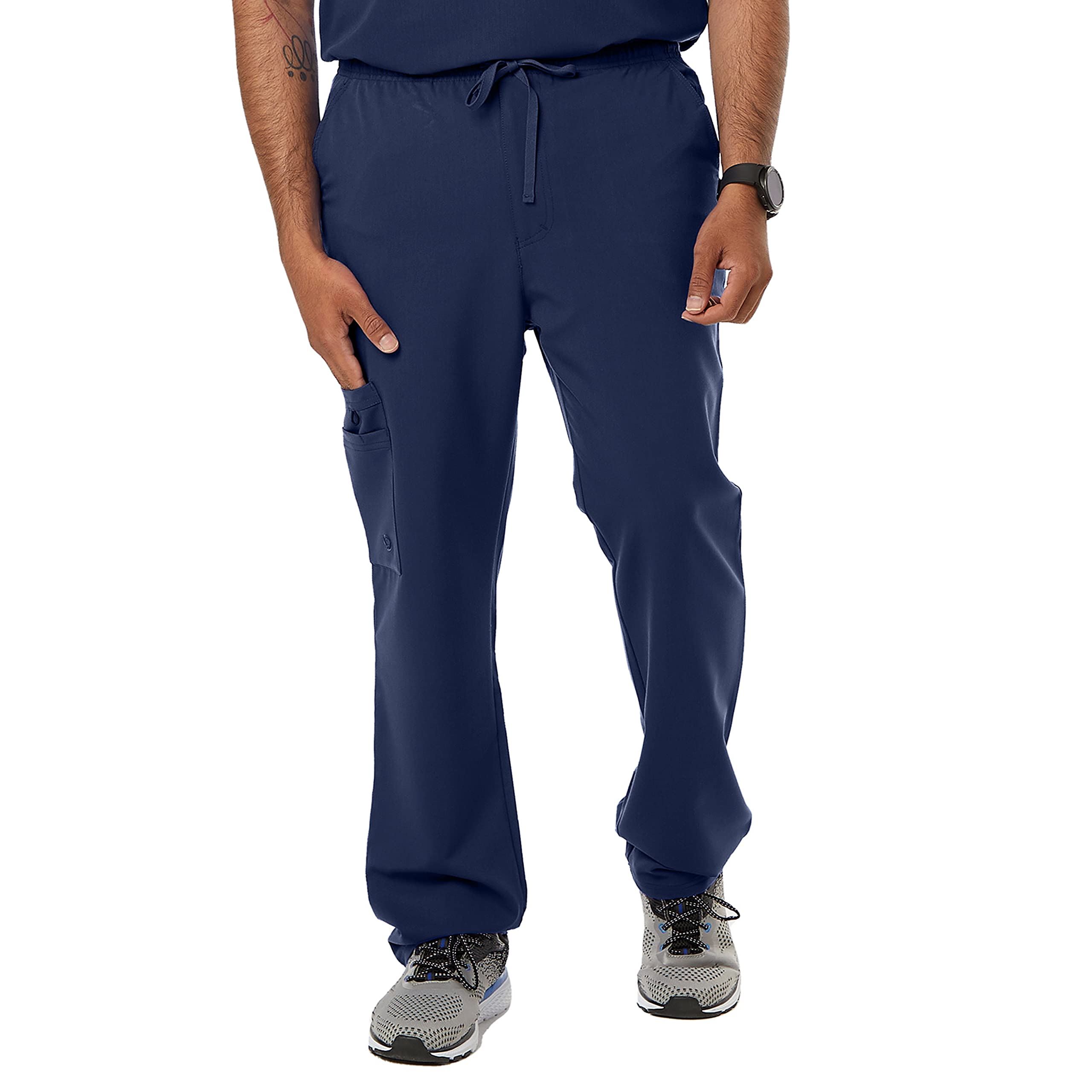SPECTRUM UNIFORMS Wynd Men's Scrub Pant Cargo Pant Elastic Waist and Drawstring Pant Ideal for Men at Hospital Workspace, Medical Practice, and Professionals Navy Blue