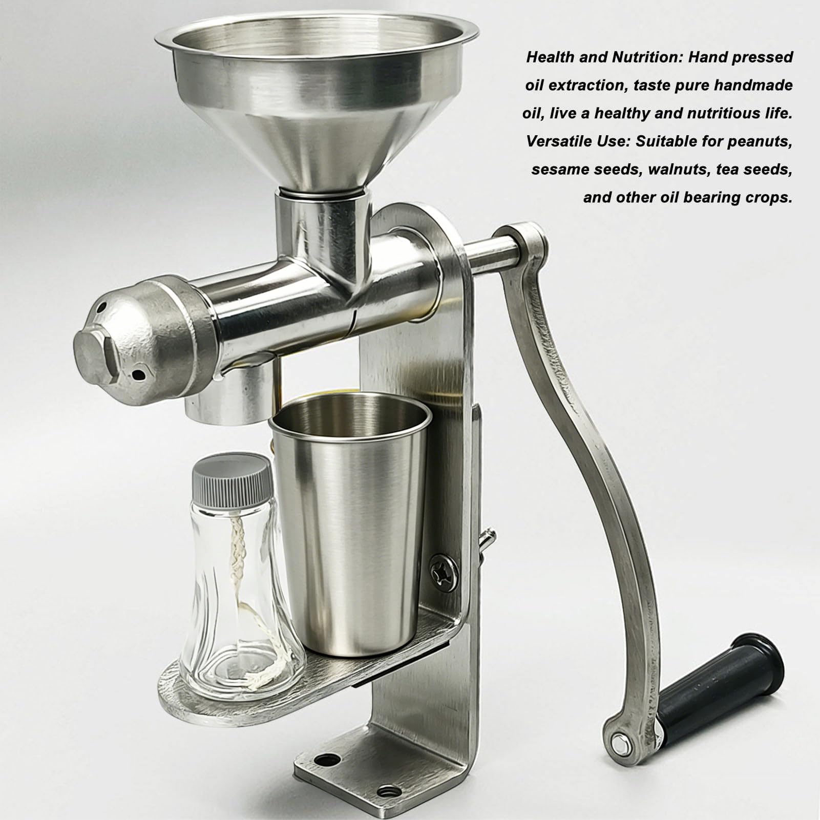 Presse à Huile Manuelle, Petite Presse à Huile En Acier Inoxydable Pour Extraction D'huile à Chaud Et à Froid, Idéale Pour Les Arachides, Les Noix Et Les Graines.