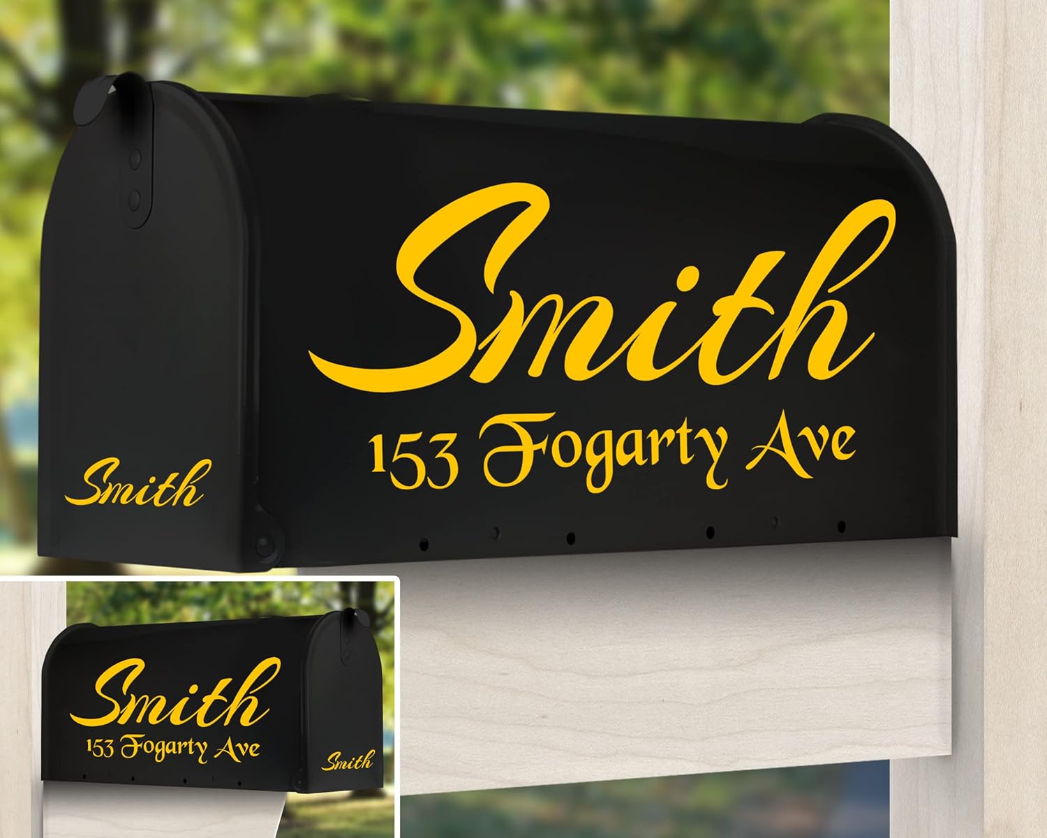 Set of 6 Personalized Mailbox Decals for Outside Waterproof Last Name Decal Custom Address Decals Vinyl Stickers, by Cus2mize Mailbox, (Black)