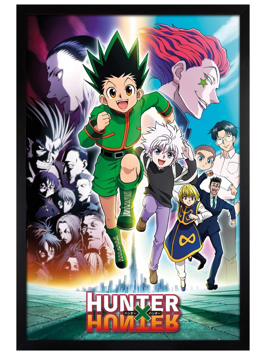 Hunter X Hunter Black Wooden Framed Keyart Running Maxi Poster 61x91.5cm
