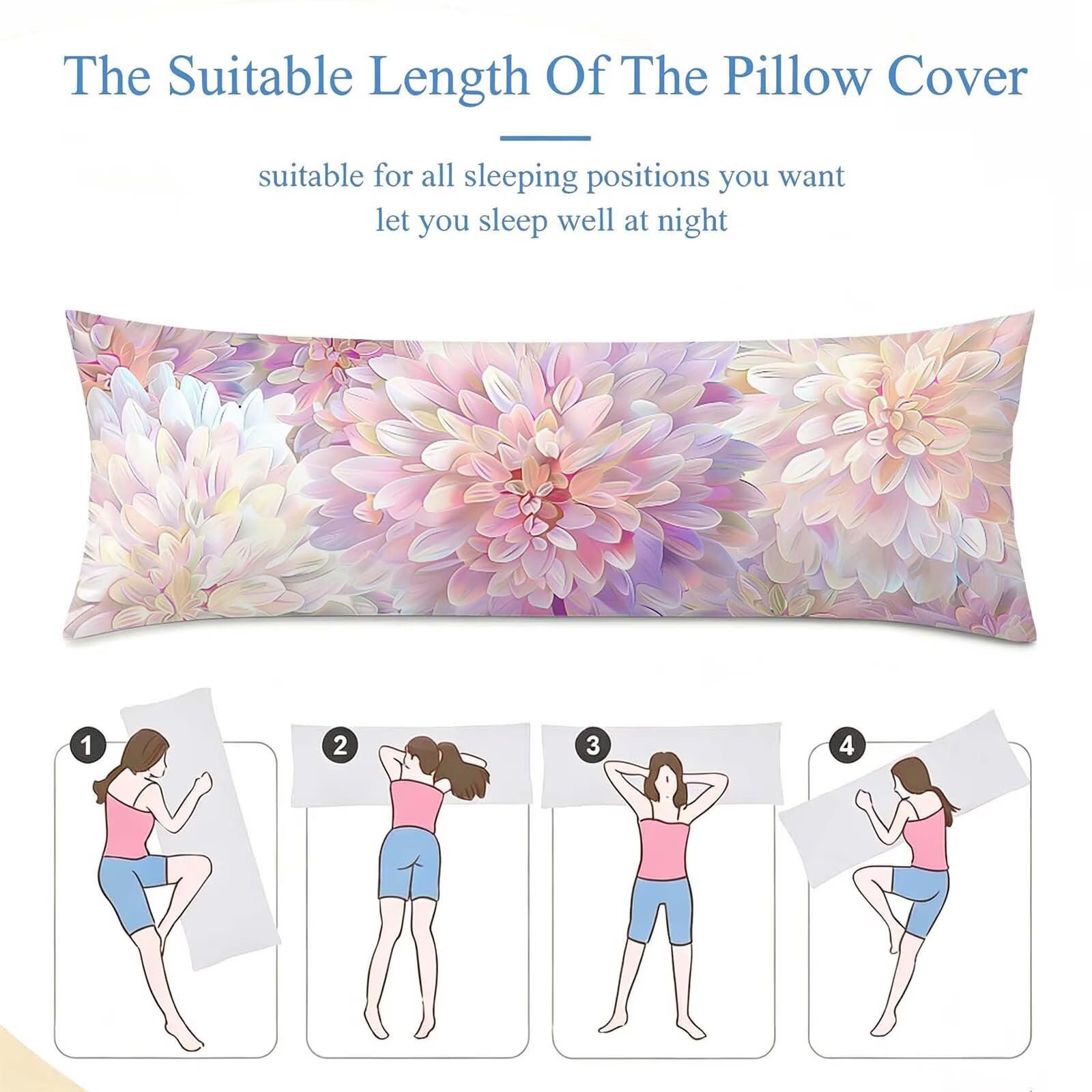 Rosa-24 Federe Cuscino Letto 50 x 150 cm, Grande Cuscini per Divano Lino, | Doppia Faccia Stampa, Fiore-8 Fodera per Cuscino Decorativa, con Cerniera, Cuscino per Dormire Sul Fianco j-150