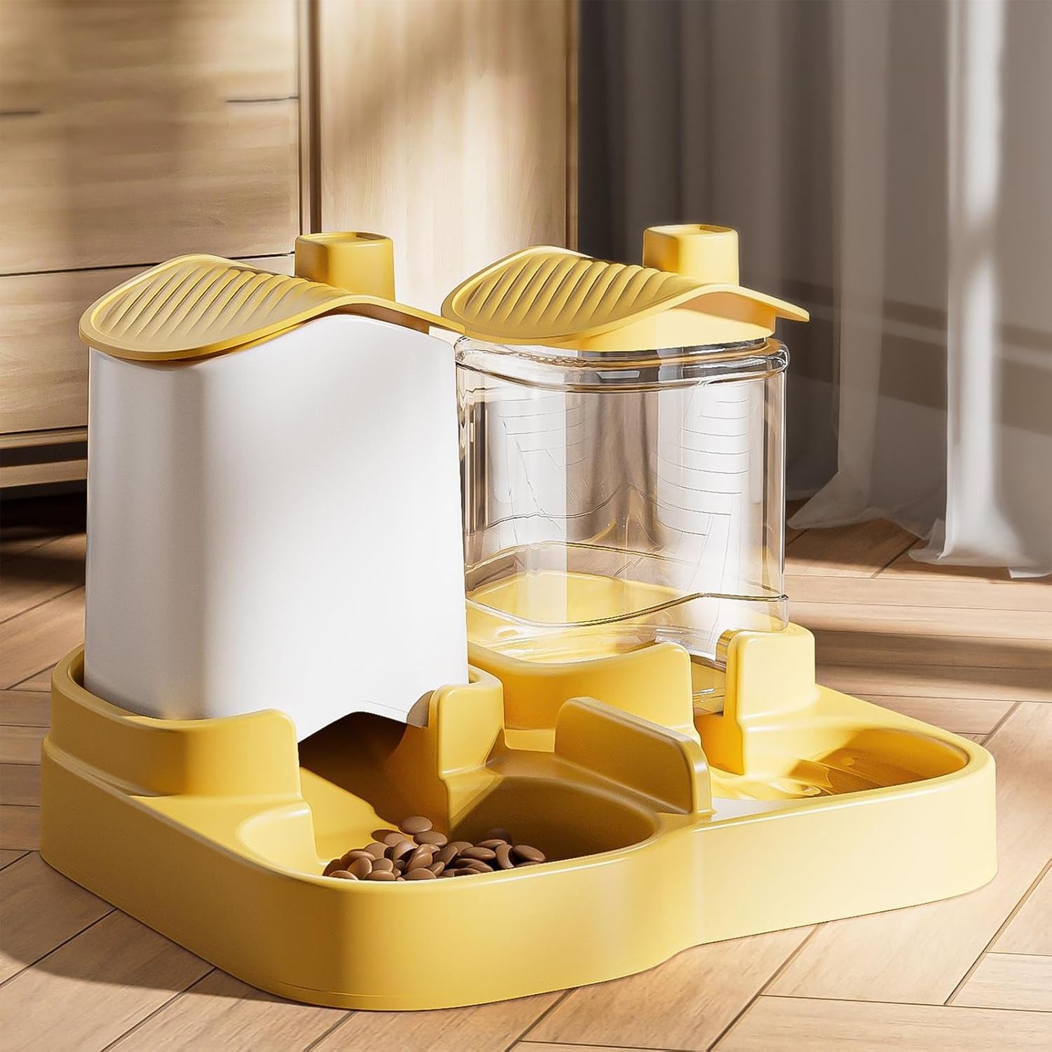 Automatic Cat Feeder and Water Dispenser, Spill-Proof Container, Cat Automatic Feeders and Water, for Pet, Puppy, Kitten, Dog, Bunny, Animal, Feeding, Treat