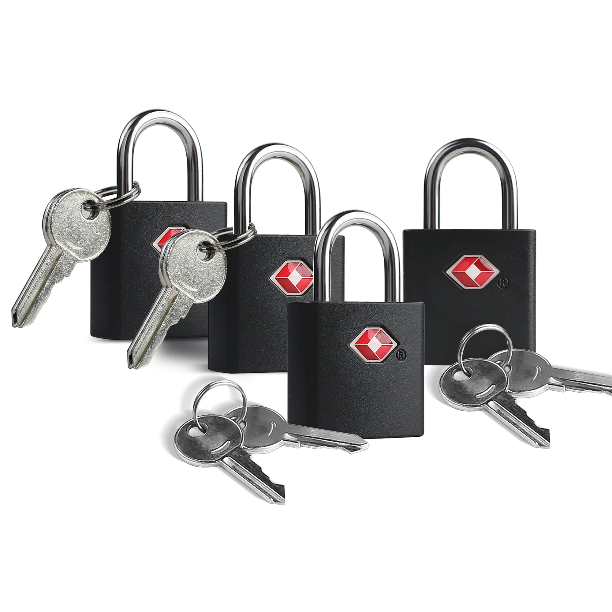 TSA Locks for Luggage with Keys, Travel Luggage Locks TSA Approved 4 Pack, Small Padlock with Key, Keyed Alike Mini Padlock for Suitcase, Backpack, Bag, Zipper, Case, Box, Small Locker