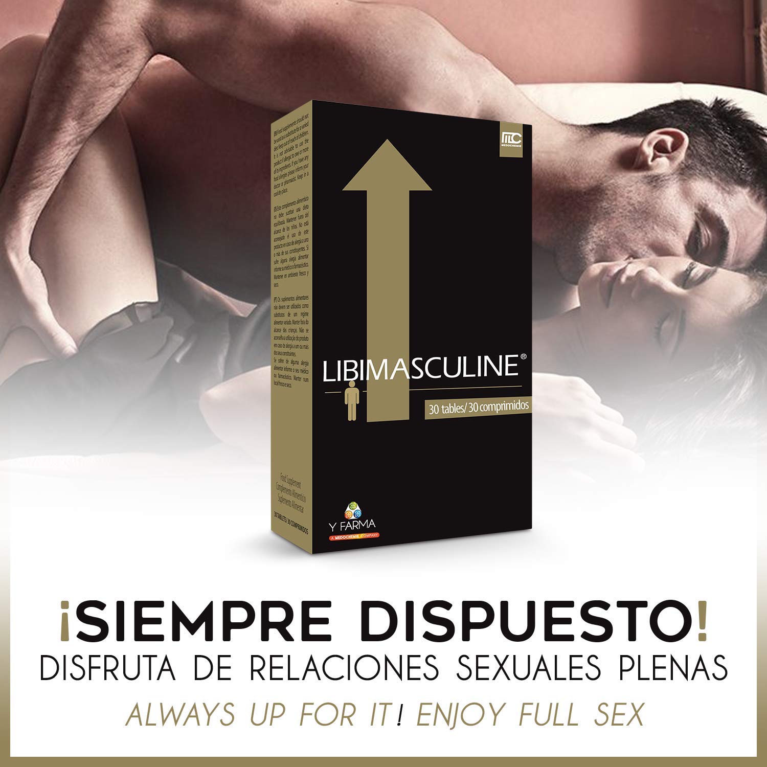 LIBIMASCULINE Potenciador Sexual Hombre - Mejora de la Erección Masculina y Aumento de la Resistencia Sexual - Efectividad Rápida - Placer Total - Sin Riesgo Cardíaco - 30 pastillas