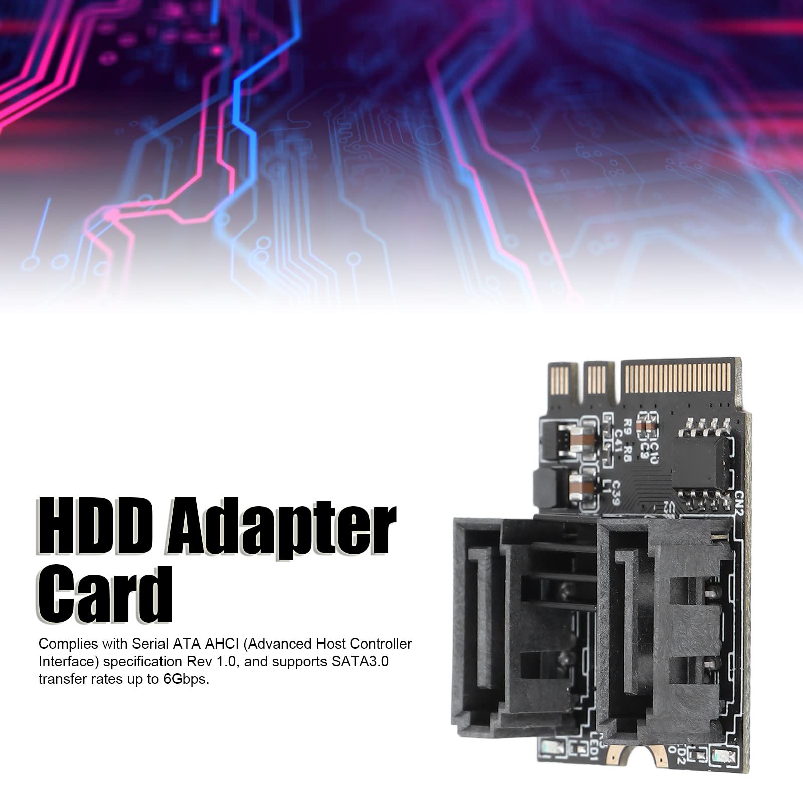 Karta adaptera HDD, chipset Jmb582, podwójny port 6Gbps szybki transfer, M2 do SATA3.0 Obsługa 2 portów SATa, rozszerzenie PCI Express dla Win dla systemu Linux