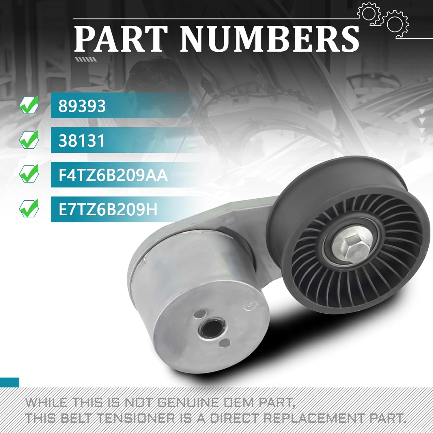 IRONTEK F4TZ6B209AA Belt Tensioner Pulley Assembly fit for Ford (1987-1992 Bronco/ 1987-1996 E-150 Econoline/ 1987-1996 E-150 Econoline Club Wagon/ 1987-1996 E-250 Econoline) #F4TE6B209AE E7TZ6B209H
