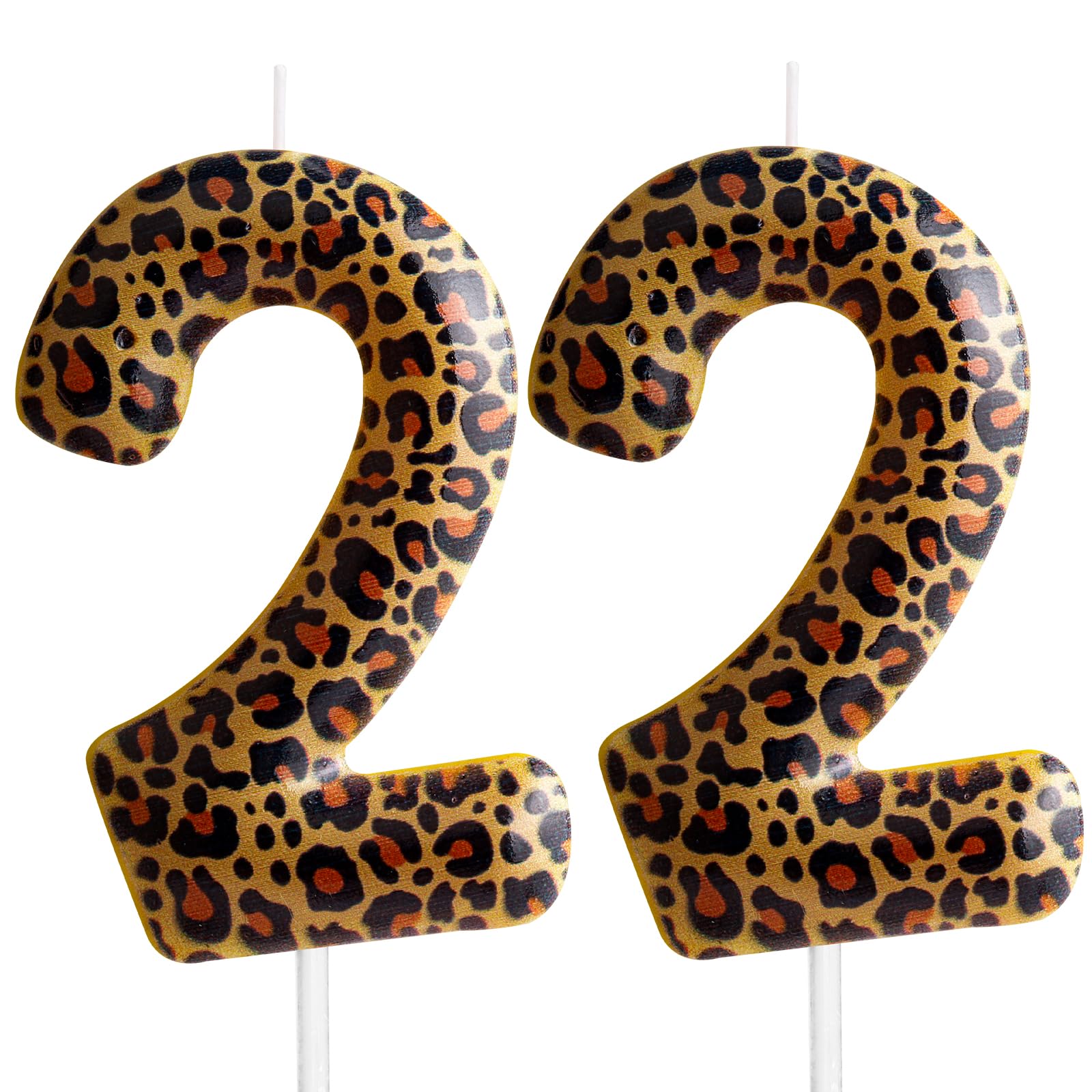 Yiran Leopard Print Birthday Candles Number 21, Realistic Leopard Printing Birthday Number Candles, Wild Onez Zoo Animals Themed Candle Cake for Boys and Girls Gifts Anniversary Party Supplies — view 10