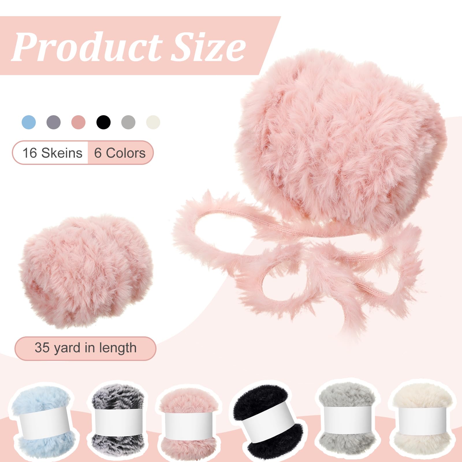 Amazon.com: Timgle 16 Skeins Soft Faux Fur Yarn Chunky Fluffy