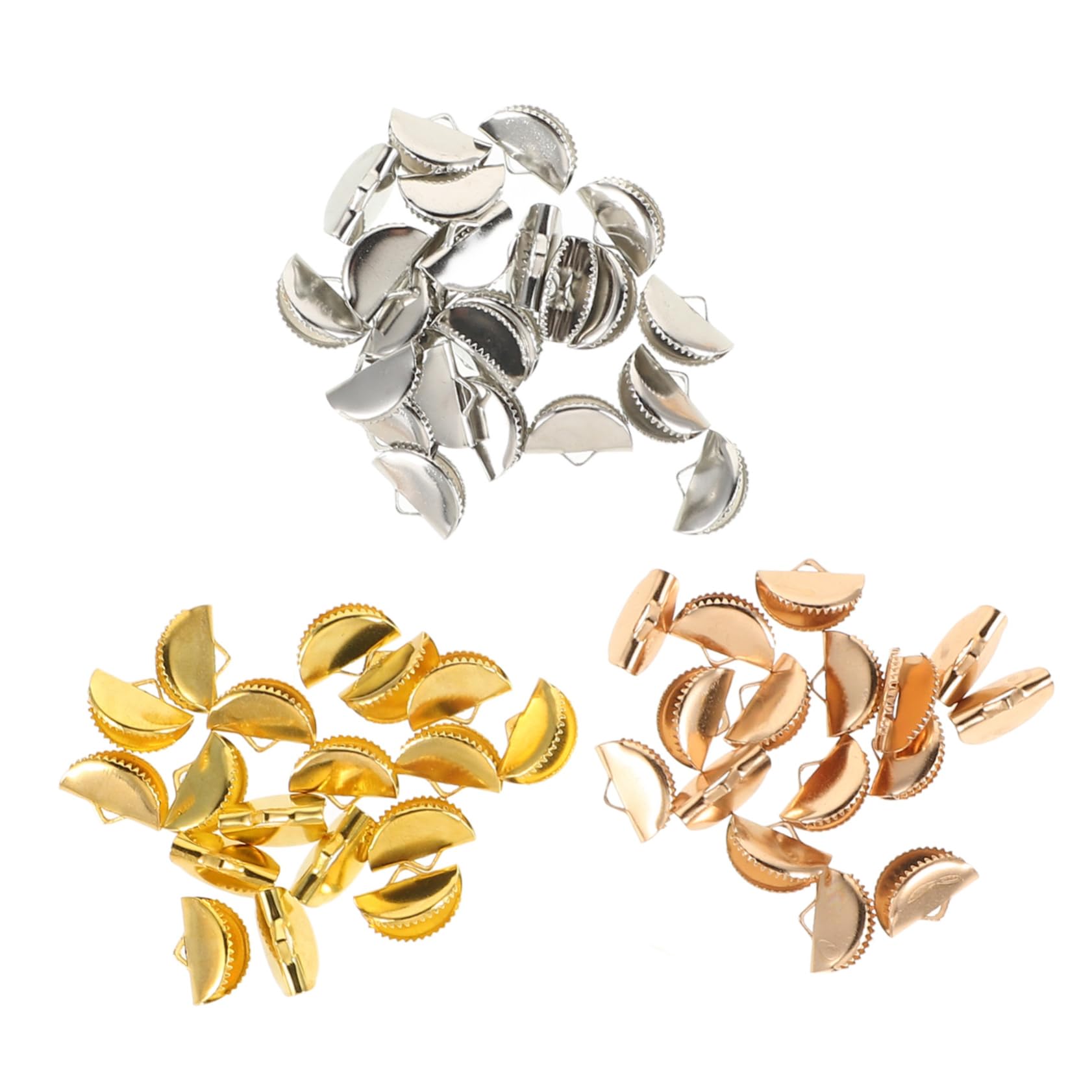 Homoyoyo Metal Cord Ends Half Round Buckle Tassel Clip 150pcs Ribbon Bracelet Ends Jewelry Making Clamps