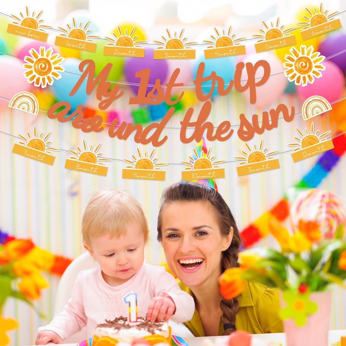 First Trip Around The Sun Birthday Decorations Girls Include My 1st Trip Around The Sun Banners Sun Theme 1st Birthday Party Supplies