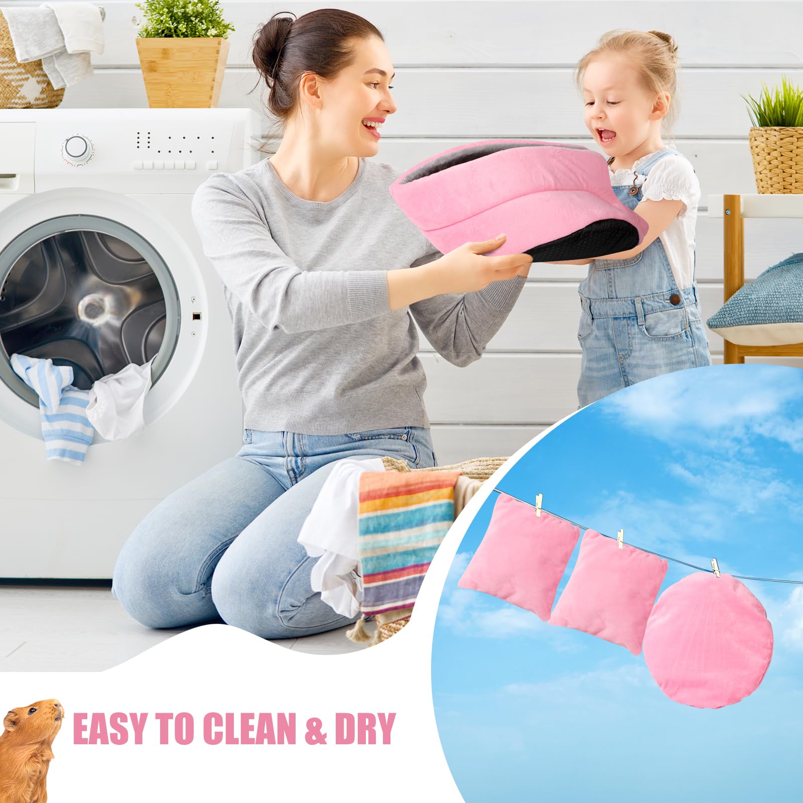 Guinea Pig Couch - Guinea Pig Bed, Removable Cushioned Pillow, Round Cuddle Cup Shape, Pure Pink and Gray, Ideal Bed for Small Pets — view 5
