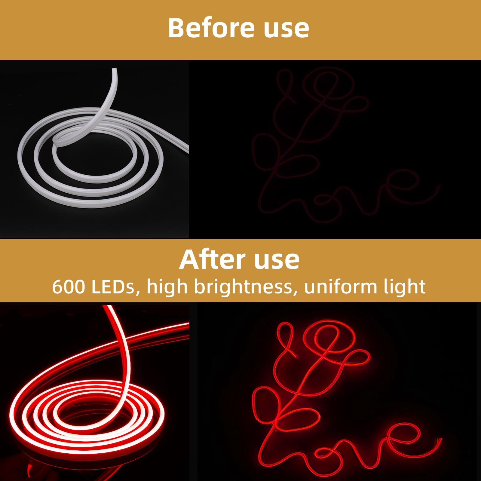 VILHTL Neon LED Strip Light, 12V 5m Red LED Lights Strip - Image 3
