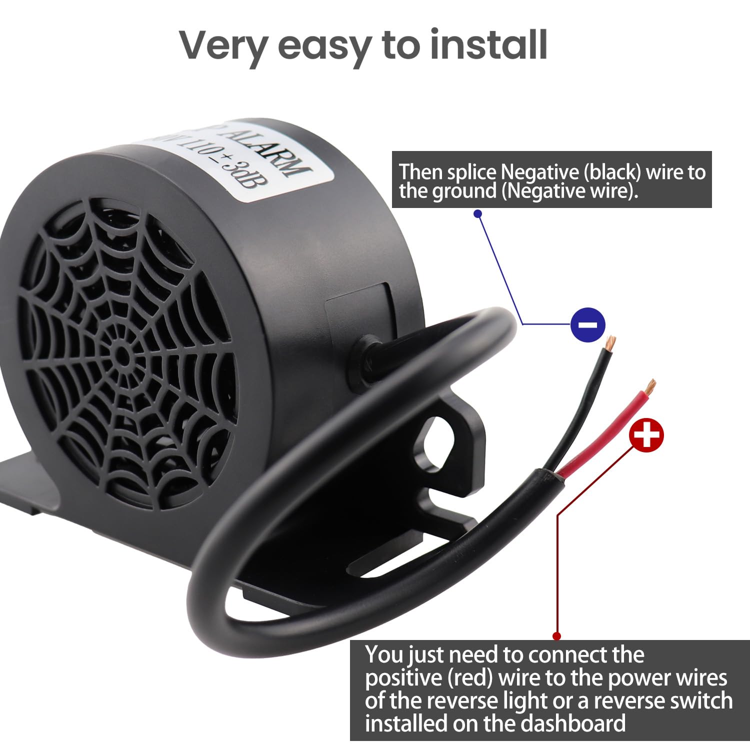 MRKOO Backup Alarm, 110dB 12V-80V DC Waterproof Ndustral Heavy-duty - View #2