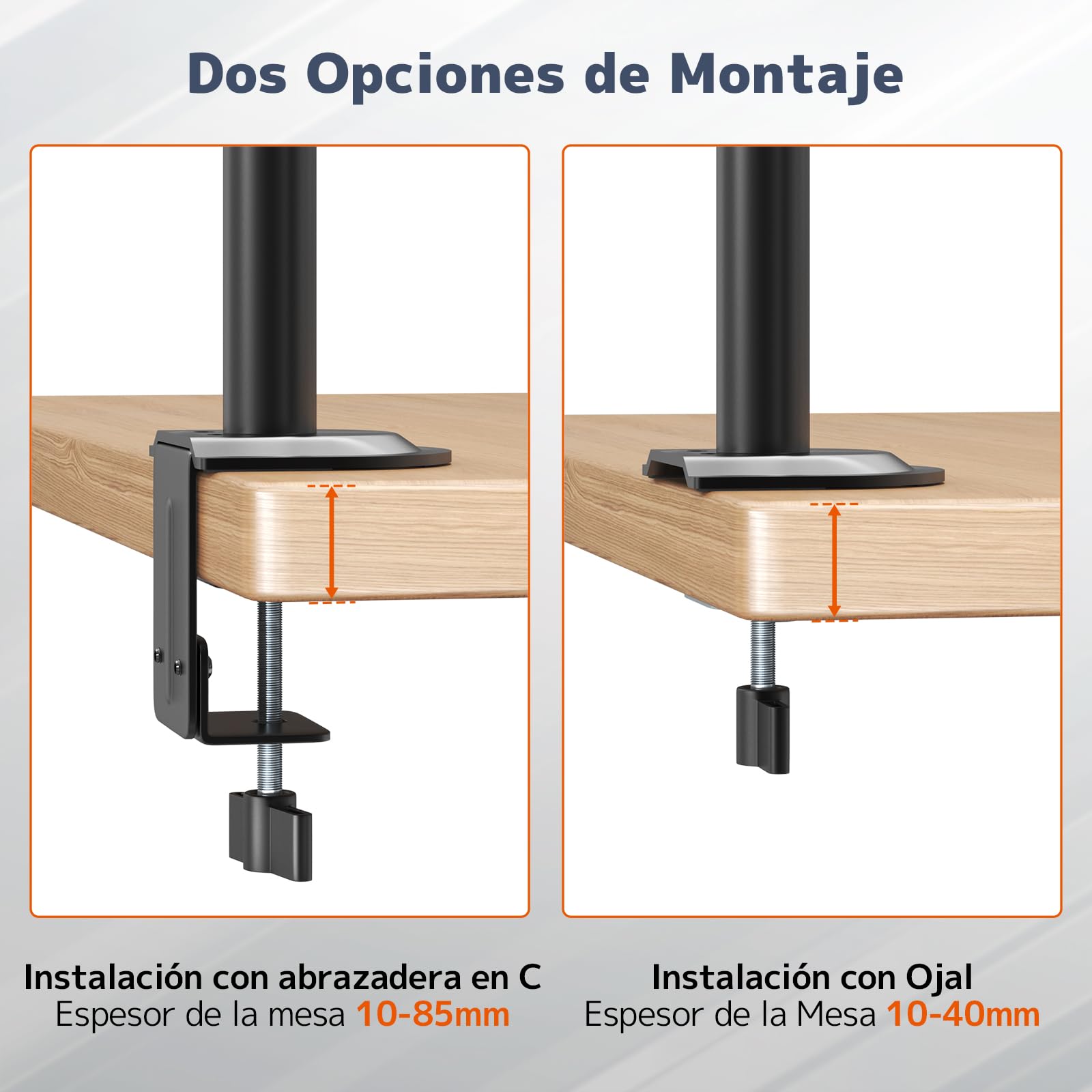 PUTORSEN Soporte para 2 monitores para pantalla de 17-32 pulgadas, soporte de pantalla para 2 monitores, altura regulable con brazo de 9 kg, soporte de pantalla inclinable, VESA 75/100 mm