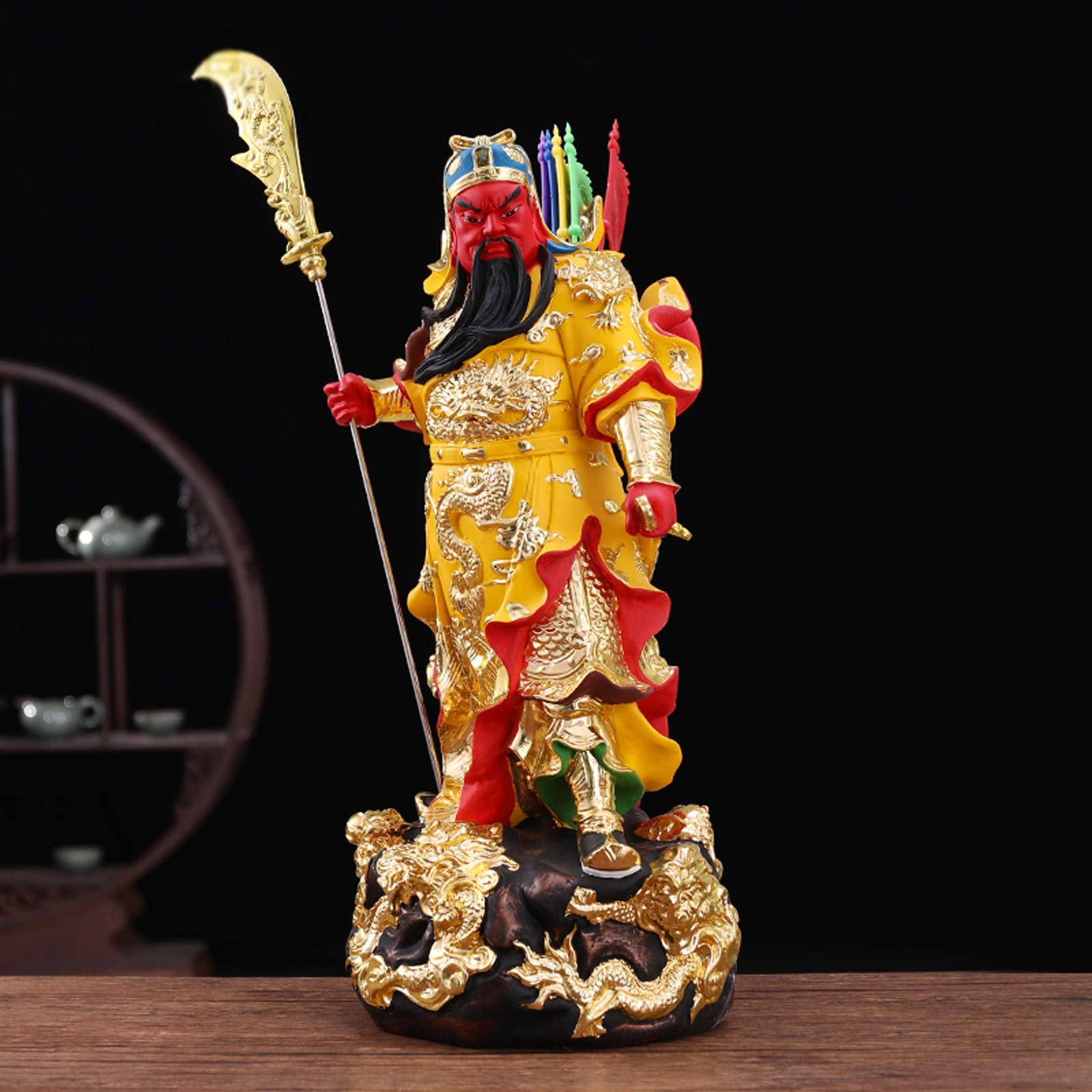 Statue di Buddha Lifeelike Guan Gong God of Wealth Statue 19-Pollici Cinese Feng Shui Guan Yun Chang Statue Home Shop Office Lucky Buddha Statua Feng Shui Regalo Decorazione Feng Shui