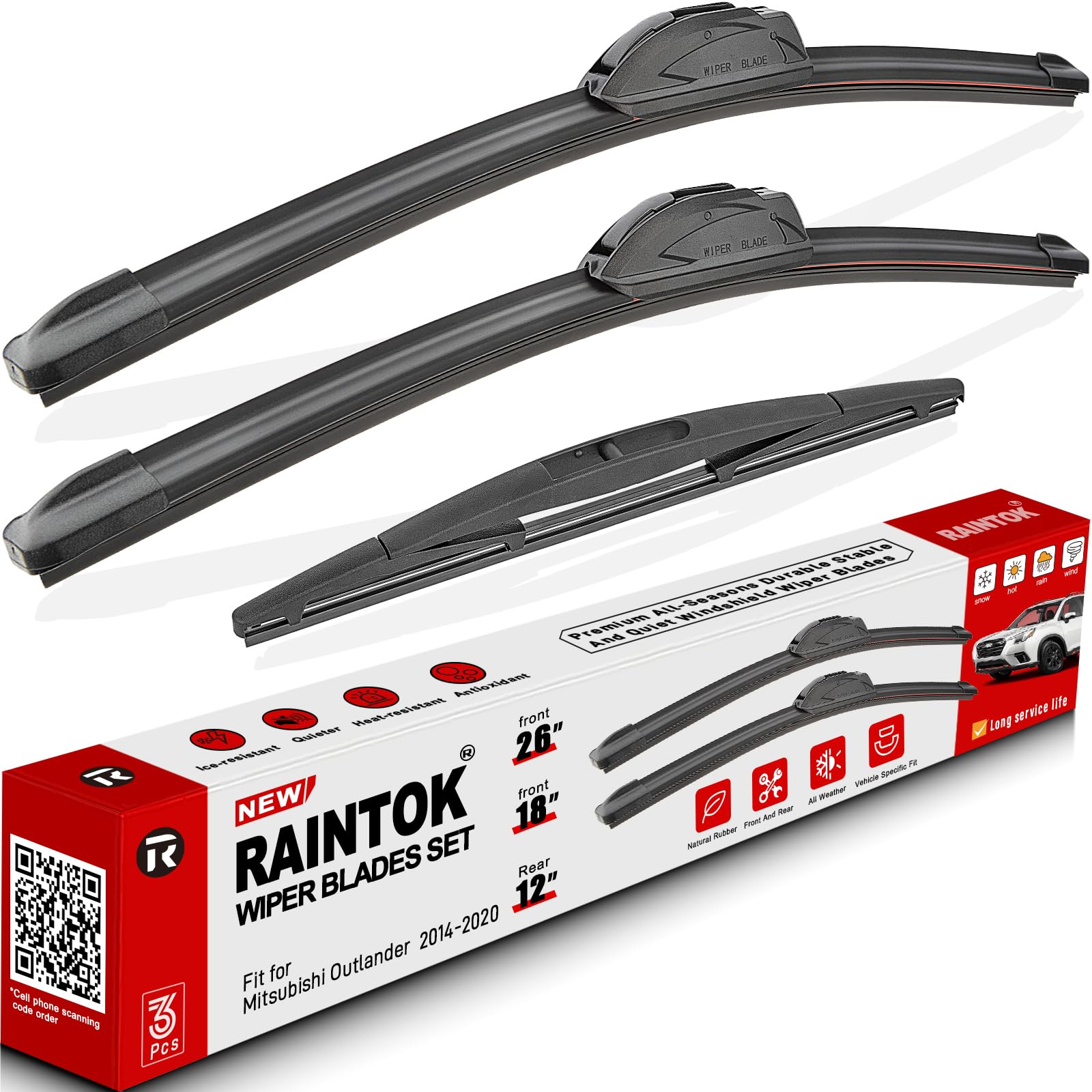 Windshield Wiper Blades Replacement for Mitsubishi Outlander Sport 2011-2022 Original Factory Quality Front Rear Wipers Blade Set for My Car - 24" 21" 10" (Pack of 3)