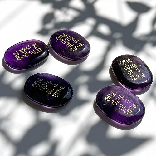 Miniatura 9 de SOLACIEL Cristal curativo de amatista natural, un día a la vez, inspirador pensamiento de ti, regalos para mujeres y hombres