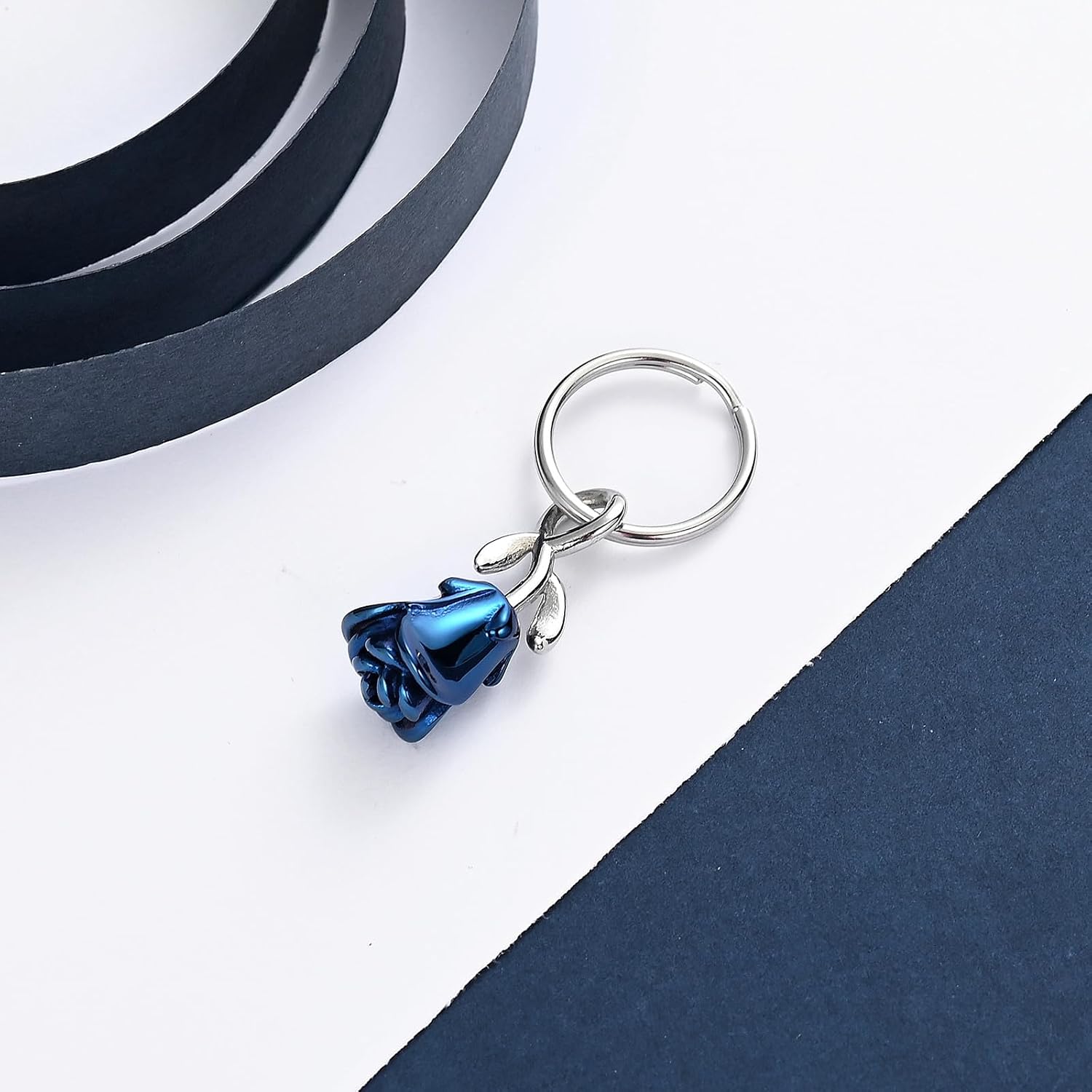 constantlife Rose Flower Urn Keychain Cremation Jewelry for Ashes, Stainless Steel Memorial Pendant Gift Funeral Keepsake