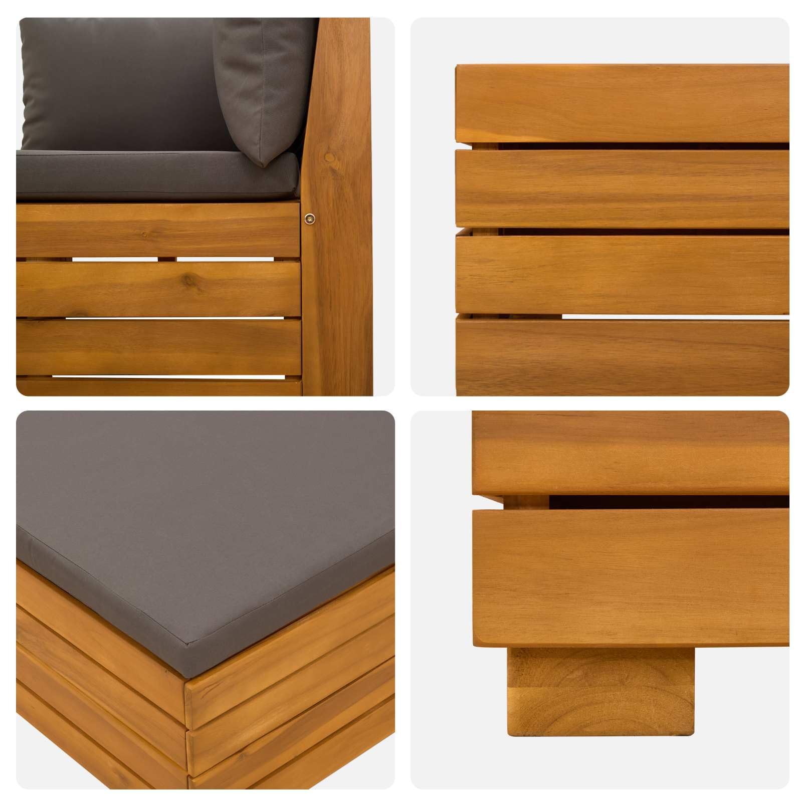 Outdoor-Sofagarnitur 4-Teilig Akazie Massivholz mit Kissen Braun