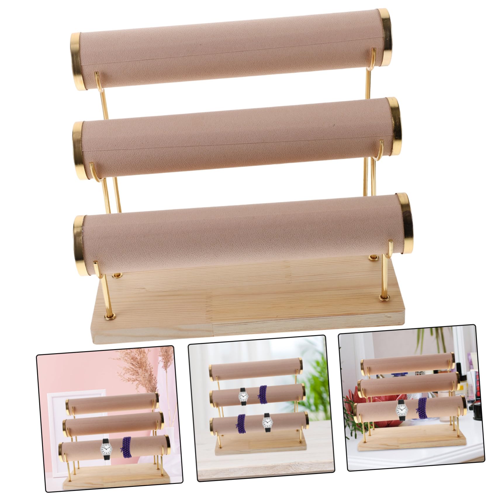 Alipis Armband Organizer mit 3 Ebenen Sockel und Legierung Abnehmbares Design und Filzunterlage für Zuhause und Geschäft zur Schmuckaufbewahrung