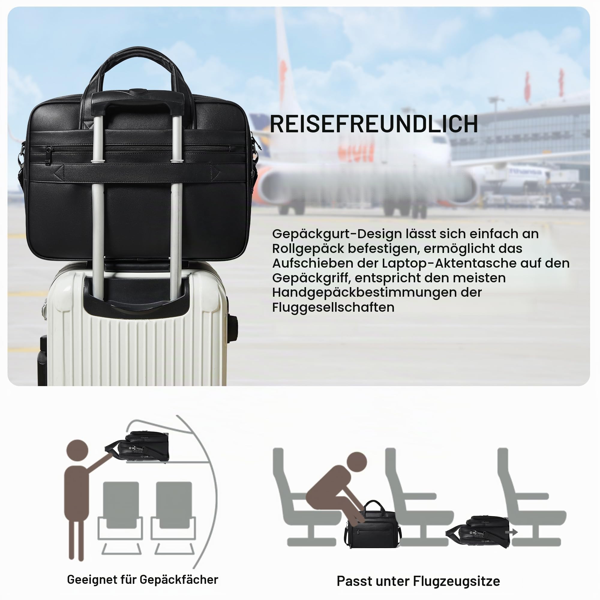 Shrrie Leder Messenger Tasche für Männer und Frauen 17 Zoll Leder Laptop Tasche, wasserdichte große Schulter Satchel Büro, Arbeit
