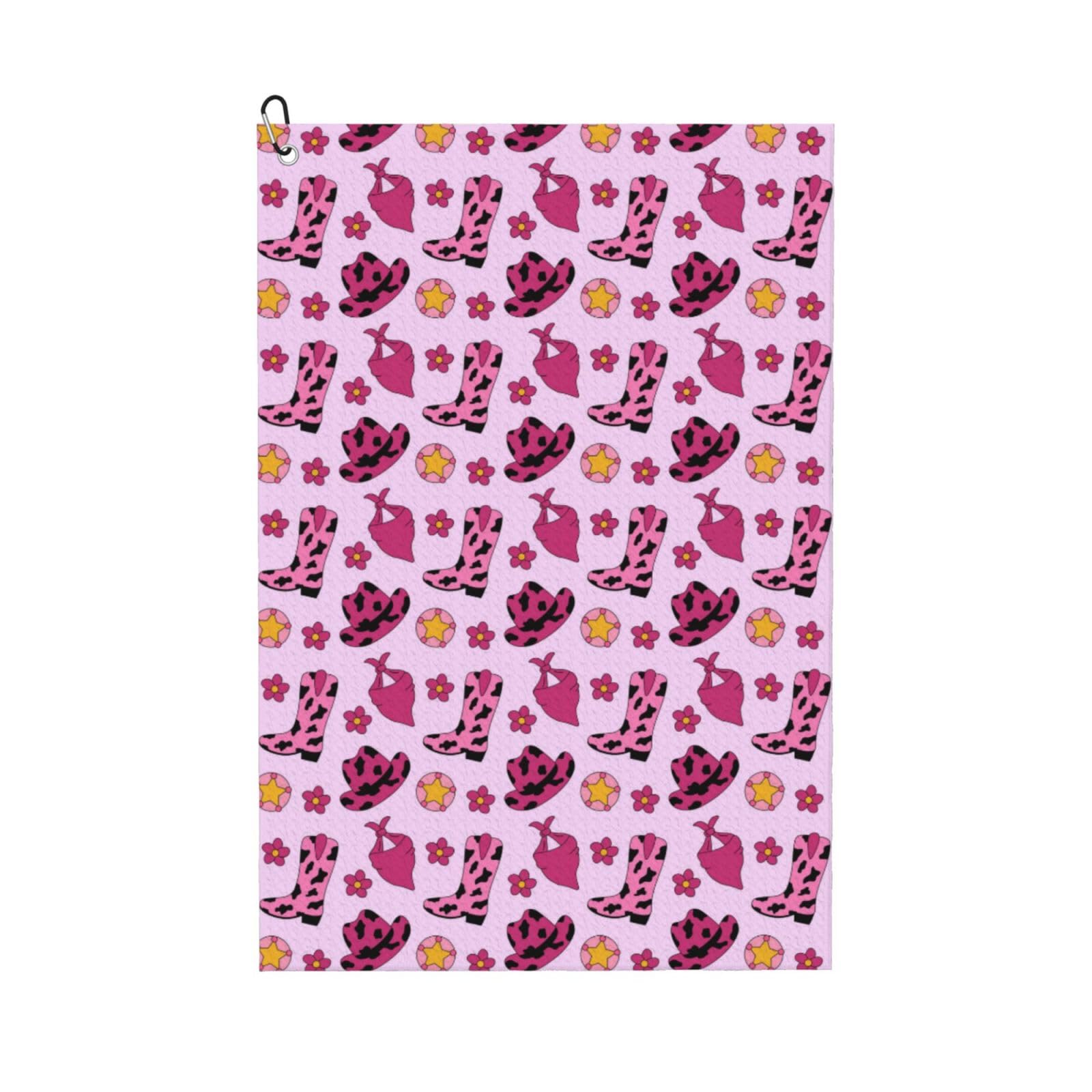 AOOEDM Retro Cowgirl Print Golf Towel with Carabiner Clip Absorbent Microfiber Golf Towel for Cleaning Golf Ball Club Putter Iron for Golf Bag Trolly Belt Loop 16" X 24"