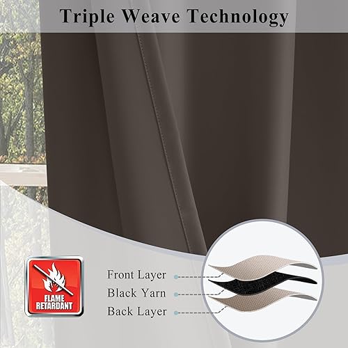 Miniatura 5 de Fcosie Cortinas opacas ignífugas para oscurecer la habitación, 72 pulgadas de ancho por 102 pulgadas de largo, cortina opaca resistente al fuego de
