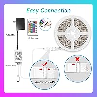Vista 7 de TJOY - Tira de luces LED con Bluetooth de 18,5 m, tira de luces LED con sincronización musical, iluminación RGB que cambia de color con control