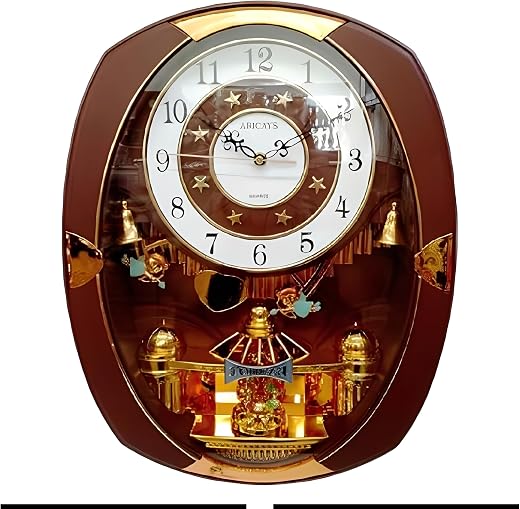 ICE Armor 18 H Brown and Golden Color Classic Rotating Pendulum Wall Clock Decorative Wall