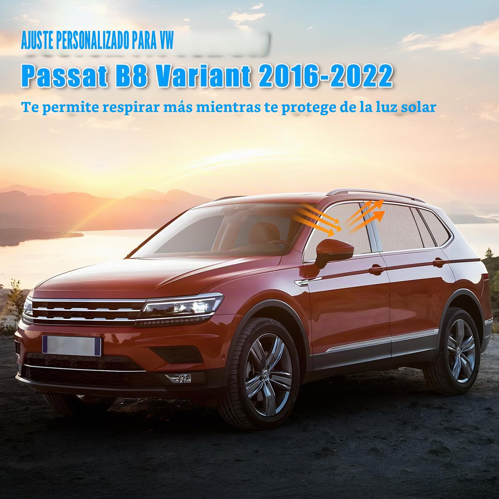 Parasol Coche para VW Passat B8 Variant 2016-2022 Ventanas Lateral 6 Piezas | XCBYT, 2 en 1: Parasol y Mosquitera para Coche, Magnética, Privacidad y Ventilación para Camping y Dormir en Coche, Anti UV