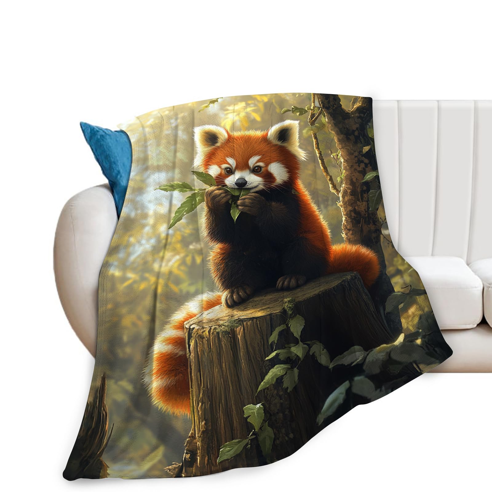 Red Panda Blanket, Pandas Gift Pictures Animal Throw Blankets, Fuzzy Plush Blanket Soft for Red Panda Lover Kids Teens Women Men Girls Boys Stuff for Bedding Sofas Couch 50"X40"