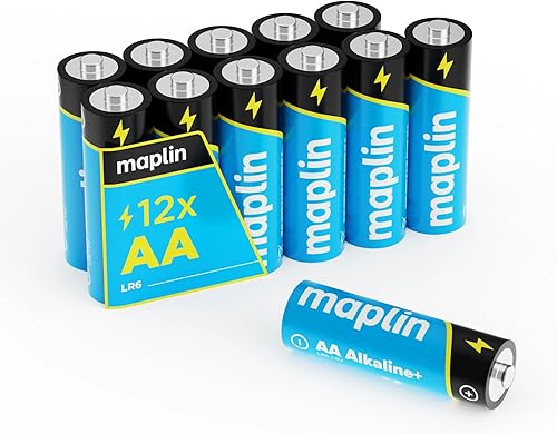 Maplin 12x AA LR6 1.5V Alkaline Batteries 10 Year Shelf Life High Performance