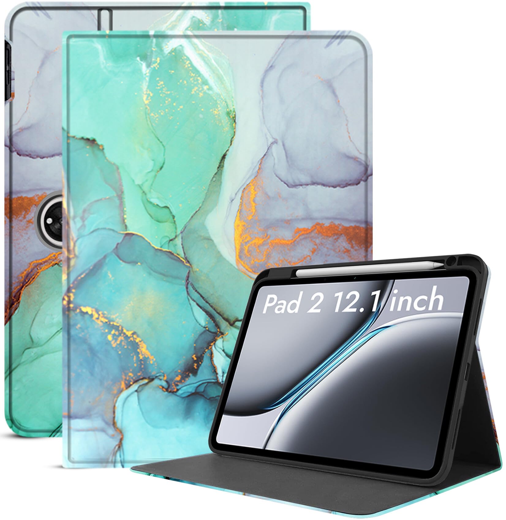 Robustrion Cover Case for OnePlus Pad 2 12.1 inch Cover, Flip Folio Cover Case for OnePlus Pad 2 Cover with Pencil Holder 12.1 inch [Auto Sleep Wake Support] - Marble Green (B0D8K1J75G) Amazon Price History, Amazon Price Tracker