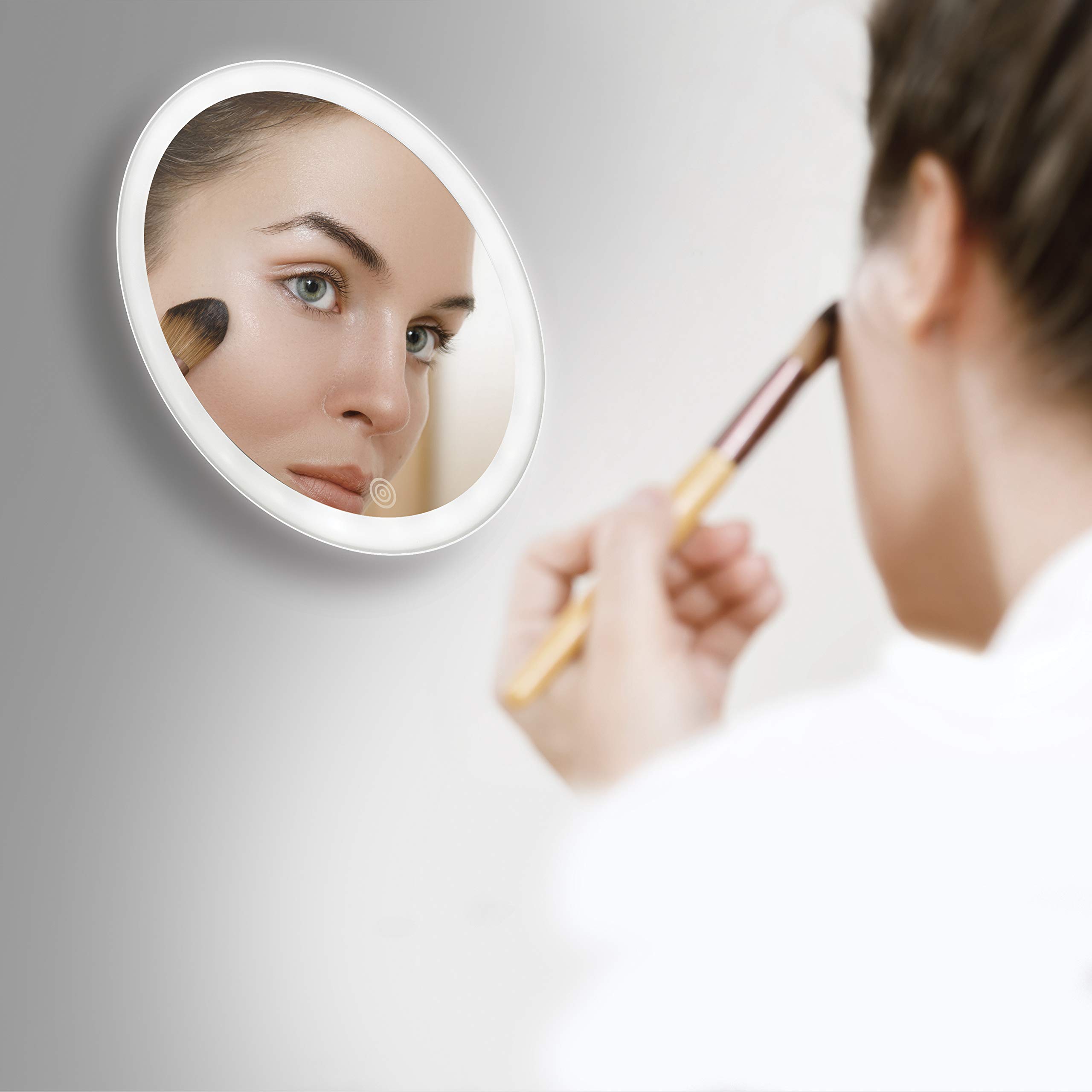 Haepi Colette Miroir Grossissant 7X Lumineux 3 Modes d'éclaraige LED avec Ventouse Rechargeable
