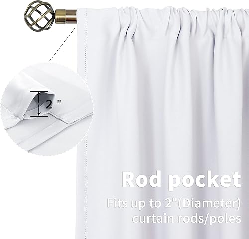 Miniatura 4 de BGment Cortinas blancas de 45 pulgadas de largo para ventana de cocina, cortinas cortas de tratamiento de ventana con bolsillo para barra,