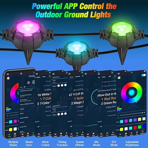 Miniatura 4 de ZJOJO Luces solares de tierra, luces solares RGB de 42 pies para exteriores, paquete de 16 luces solares impermeables IP67, control remoto y