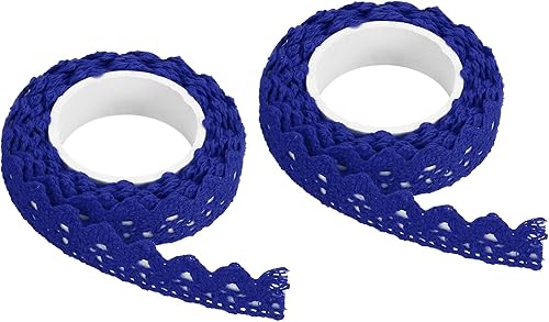 Miniatura 1 de PATIKIL Cinta de encaje autoadhesiva, 2 rollos de cinta adhesiva de algodón para detallar decoración de pared, arte azul