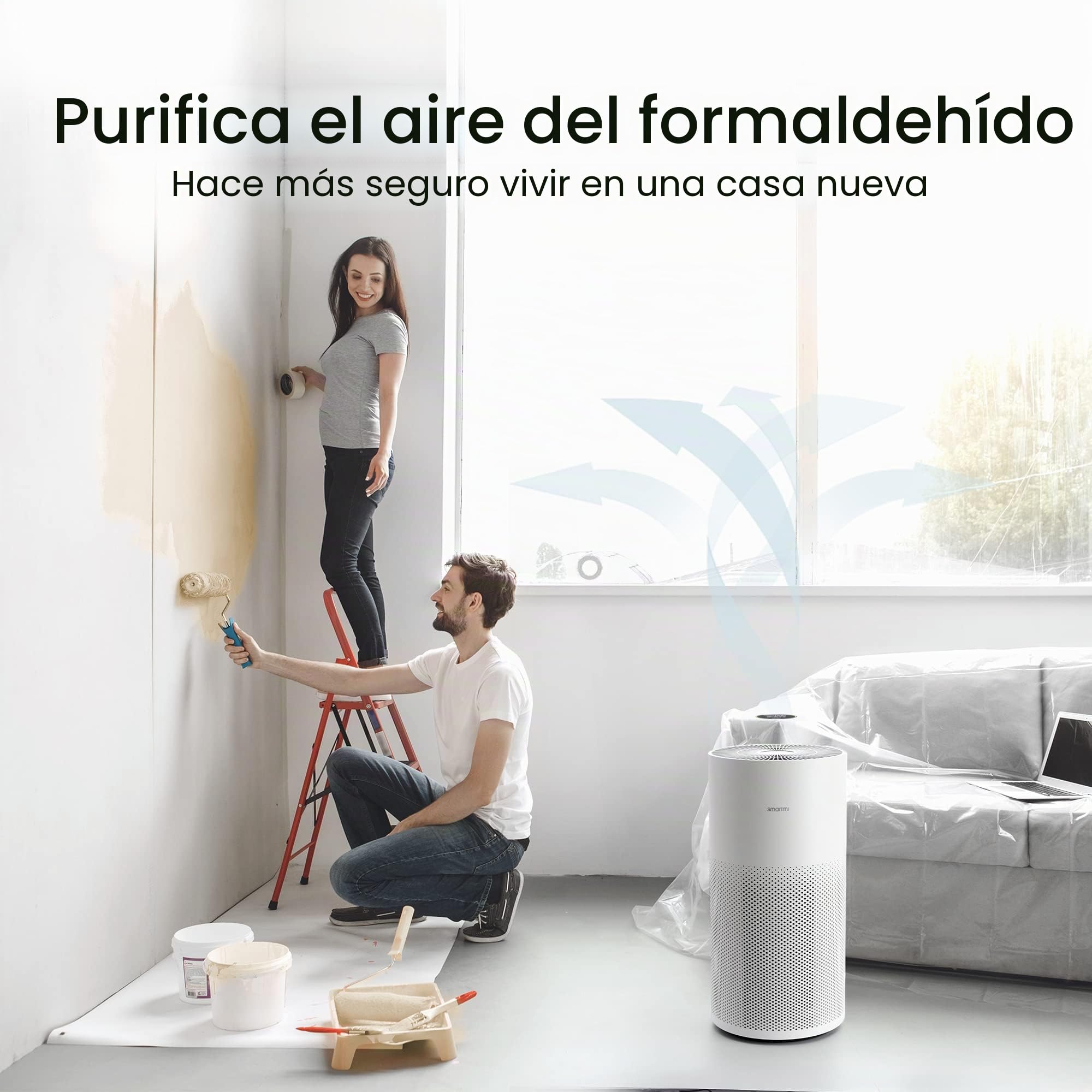 smartmi Purificadores de aire HEPA para el hogar, habitación grande, funciona con el filtro HEPA verdadero Alexa, H13, elimina el olor, humo de mascotas, polen TVOC PM2.5, limpiador de aire silencioso