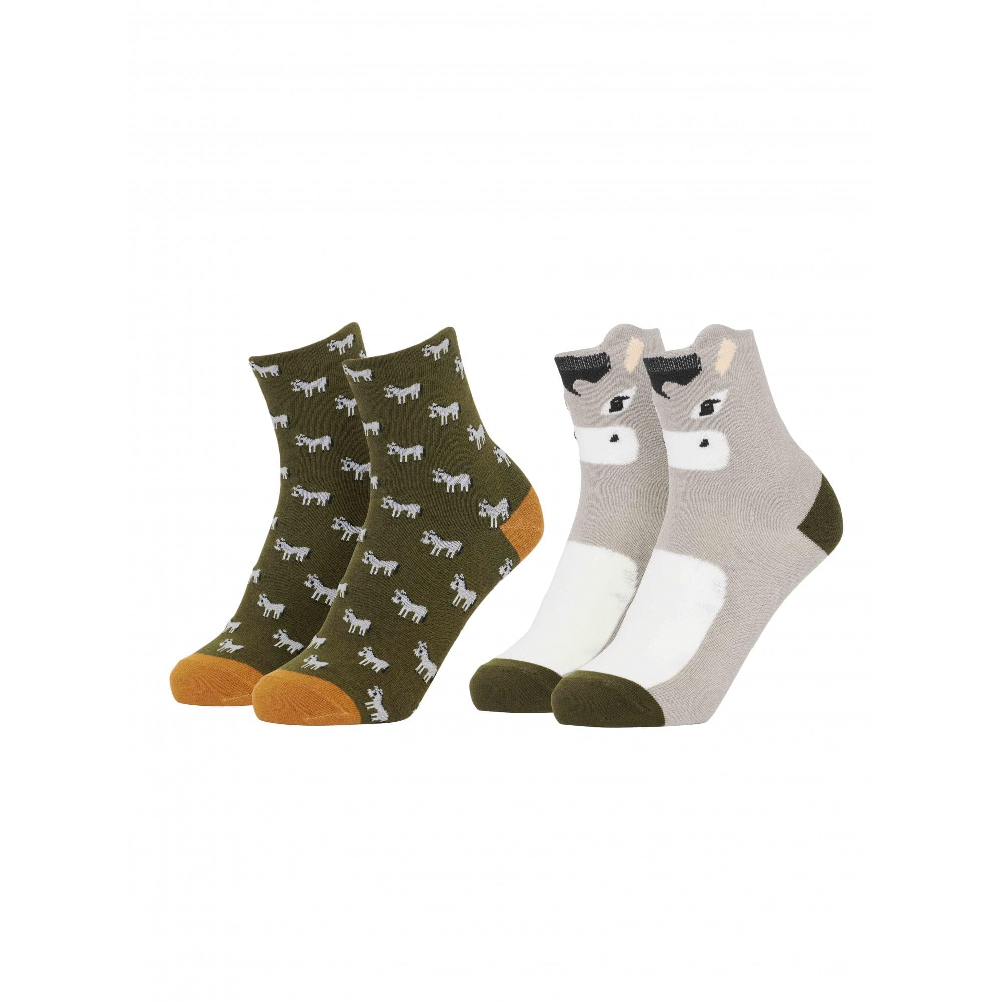 Lemieux Vert Children's Equestrian Character Socks Mini Donkey (X2)