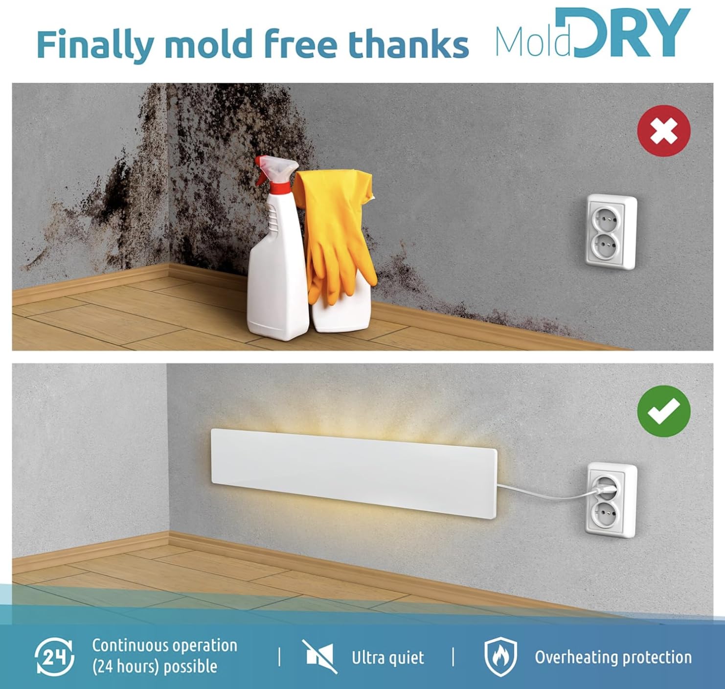 ELIAS Mold Dry - Mold Remover Wall Heating without Chemicals - Alternative to Mold Spray - Anti Mold Agent for Any Room - Can be Used as a Base or Extension Module