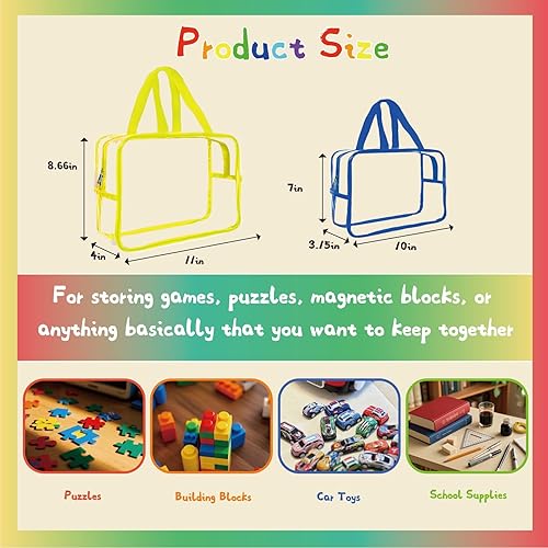 Miniatura 2 de Paquete de 6 bolsas grandes de almacenamiento de juguetes, bolsas organizadoras de juguetes con doble cremallera, reutilizables, a prueba de polvo,