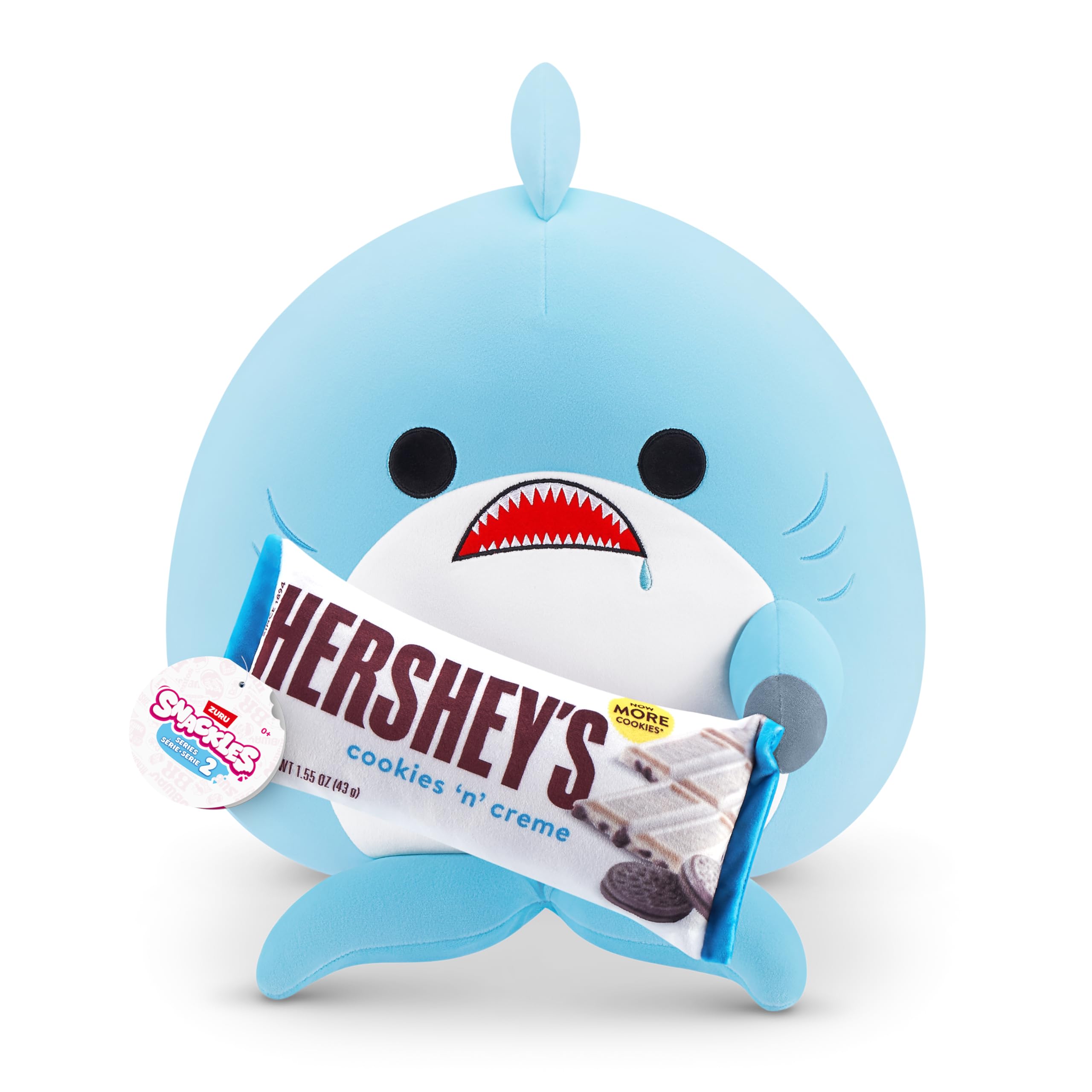 Series 2 Shark & Hershey (Cookies n Cream) 16 Inch Plush by ZURU, Ultra Soft Plush, Collectible Plush with Real Licensed Brands, Stuffed Animal, Giftable