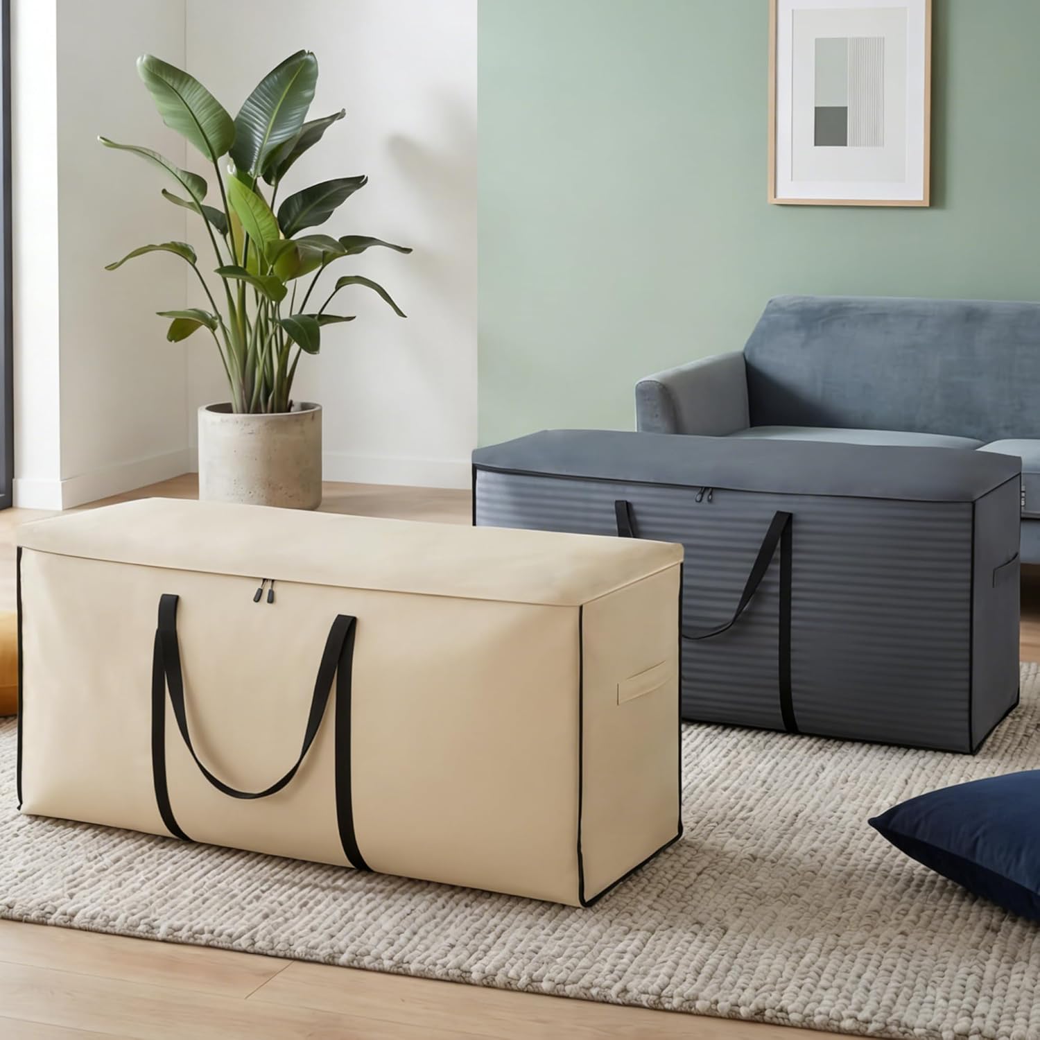 storagebag Patio Cushion Storage Bag, Outdoor Cushion Storage Bag,Waterproof Extra Large Furniture Storage Bag with Handle and Zipper, 48in L x 16in W x 22in H