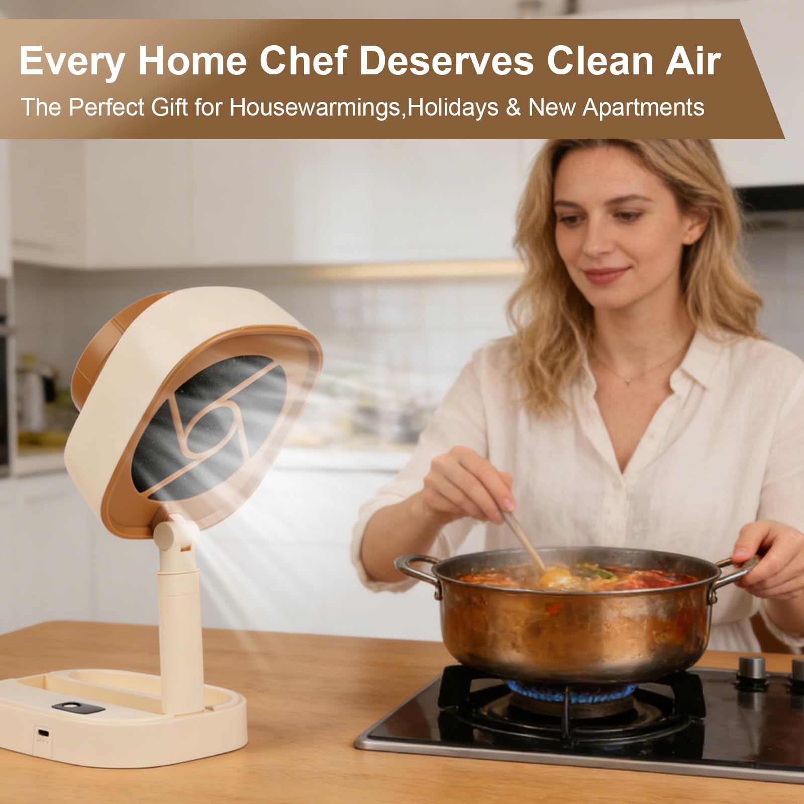 Portable Range Hood - 5-Speed Adjustable Exhaust Fan Rechargable Low Noise Countertop Range Hood for Apartments, Dorm, RV, Indoor BBQ, Detachable Filter 5Pcs - 3